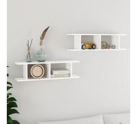 Mangloder Étagères murales 2 pièces en Bois d'ingénierie Blanc 75x18x20 cm Support Suspendu décoratif pour Salon Chambre Bureau Cuisine Salle de Bain