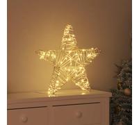 Mangloder Étoile 3D avec 50 LED blanc chaud, décoration de Noël en rotin 55 x 52,5 x 9 cm, USB, télécommande, intérieur et extérieur protégé pour fenêtre, sapin, Avent et hiver