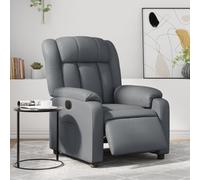 Mangloder Fauteuil inclinable électrique Gris en Similicuir avec Dossier réglable et Repose-Pied motorisé, accoudoirs rembourrés, siège Confortable pour Salon, Bureau, Chambre, Relaxation Ergonomique