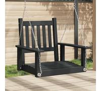Mangloder Fauteuil suspendu de jardin en bois de sapin massif noir avec 2 chaînes en métal galvanisé résistant aux intempéries 73,5 x 65 x 63 cm pour terrasse, véranda, balcon et parc