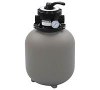 Mangloder Filtre à sable pour piscine avec valve 4 voies gris 350 mm, boîtier en polyéthylène, débit 7 m³/h, sable filtrant 27 kg, pour pompe de piscine de 0,35 à 0,5 CV, tuyaux de 32 ou 38 mm