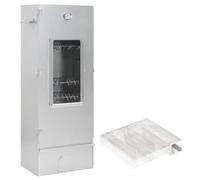 Mangloder Fumoir avec générateur de fumée froide en acier galvanisé 44,5 x 29 x 110 cm avec thermomètre et fenêtre en verre, 12 crochets, 3 grilles, 1 kg de copeaux de bois pour barbecue d'extérieur
