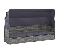 Mangloder Lit de Jardin avec auvent Gris 205x62 cm en résine tressée inclinable pour terrasse Piscine Plage Balcon Lounge détente avec Coussin rembourré et Structure en Acier