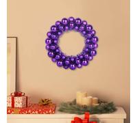 Mangloder Lot de 2 couronnes de boules de Noël violettes en polystyrène, 33 x 33 x 7 cm, légères et durables pour l'intérieur et l'extérieur, décoration de sapin de Noël, boule, pendentif, décoration