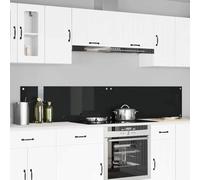 Mangloder Lot de 2 crédences de cuisine en verre trempé noir 110 x 40 cm 6 mm résistant à la chaleur avec 4 trous pré-percés Accessoires de cuisine pour la cuisson et la cuisson