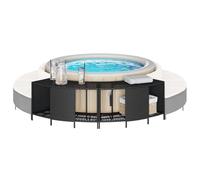 Mangloder Lot de 2 étagères d'extérieur en rotin synthétique noir pour piscine jacuzzi, jacuzzi, hottub, 78/112 x 45 x 55 cm, espace de rangement pour jardin extérieur