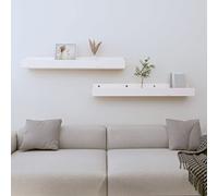 Mangloder Lot de 2 étagères murales blanches 80 x 12 x 9 cm en pin massif avec étagère pour salon, chambre à coucher, cuisine, bureau, décoration et rangement
