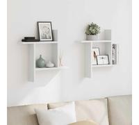 Mangloder Lot de 2 étagères murales en bois blanc 50 x 12 x 50 cm Étagère flottante pour salon, chambre à coucher, cuisine, salle de bain, couloir pour rangement et décoration peu encombrant