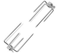 Mangloder Lot de 2 fourchettes à brochettes en acier chromé avec quatre dents pour brochettes de 8 à 11 mm, maintien sûr lors du barbecue, de la rôtisserie et du fumage dans le jardin