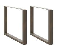 Mangloder Lot de 2 pieds de table de salle à manger en forme de U en acier naturel revêtu par pulvérisation 100 x 72-73 cm Cadre de table stable avec pieds de nivellement réglables pour table à manger
