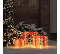 Mangloder Lot de 3 décorations de Noël en acrylique avec 60 LED Blanc chaud 20 x 20 x 20 cm Télécommande USB pour l'intérieur et l'extérieur protégés Décoration d'arbre d'hiver