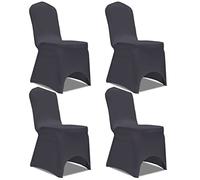 Mangloder Lot de 4 housses de chaise extensibles en tissu extensible avec 10 % élasthanne, lavables, antidérapantes, universelles pour mariage, fête et salle à manger - Anthracite