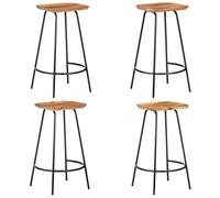Mangloder Lot de 4 tabourets de bar en bois d'acacia massif avec repose-pieds, métal noir, 38 x 36 x 74 cm, tabourets de comptoir solides pour cuisine, salle à manger, bistro, comptoir, chaises de