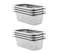 Mangloder Lot de 8 récipients gastronorm, GN 1/3, 100 mm, en acier inoxydable, empilables, 4 L, pour bain marie Chafing Dish Buffet, restauration, cuisine, restaurant, hôtel, comptoir, vitrine