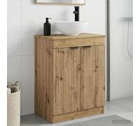 Mangloder Meuble de Salle de Bain avec évier en Bois d'ingénierie Chêne Artisanal pour Rangement et Organisation Efficace, idéal pour Salle Bain Moderne et Espace optimisé