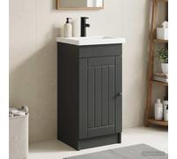 Mangloder Meuble de Salle de Bain avec évier Noir 42 x 40 x 84,5 cm en Bois d'ingénierie avec Armoire Rangement Porte et étagère, robinetterie Incluse, idéal pour Organiser Linge et cosmétiques
