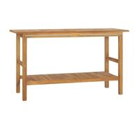 Mangloder Meuble de Salle de Bain en Bois de Teck Massif 132x45x75 cm avec Rangement et Porte Suspendu pour lavabo Vasque, Colonne tiroir, étagère, Miroir Compact, Organiser Linge et Serviettes