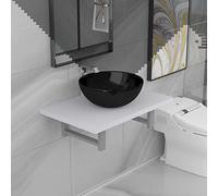 Mangloder Meuble de Salle de Bain en Deux pièces avec lavabo Vasque céramique Blanc, étagère Murale en aggloméré et métal 60x40x16,3 cm, mobilier Suspendu pour Salle Bain, Toilette, Douche