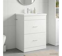 Mangloder Meuble sous lavabo Blanc 56 x 37,5 x 81 cm en Bois d'ingénierie avec tiroirs et étagères pour Salle de Bain, Rangement Mural, Colonne, Porte, idéal pour Organiser Linge, Serviettes