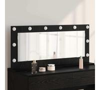 Mangloder Miroir cosmétique à LED - Aspect chêne noir - Miroir mural pour chambre à coucher et coiffeuse - Verre avec matériau en bois - Lumière blanche chaude - 100 x 45 x 18 cm - Pour un effet
