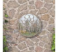 Mangloder Miroir de Jardin Rond Sable 40x3cm Fer Miroir Mural Extérieur Décoratif Fleur Réflexion de la Lumière Décoration Jardin Durable et Stable