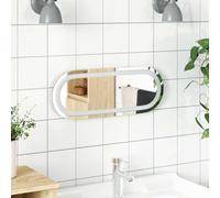 Mangloder Miroir de salle de bain LED ovale 40 x 15 cm en verre sans cadre avec éclairage IP65 étanche USB 5 mm d'épaisseur avec 3 crochets pour salle de bain et couloir