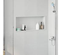 Mangloder Niche de douche blanche 75 x 30 x 9,5 cm en acier inoxydable moderne pour baignoire paroi en verre avec acier inoxydable durable, montage facile, idéal pour la rénovation et l'intérieur