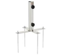 Mangloder Pied de parasol avec piquets en acier argenté revêtu par pulvérisation pour mât de 32 à 38 mm - Piquet pour jardin, balcon, terrasse et extérieur - Maintien stable sur l'herbe