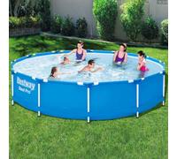 Mangloder Piscine Hors Sol Steel Pro Cadre 366x76 cm pour baignade familiale en extérieur Piscine Tubulaire résistante avec Liner en PVC et Acier, Facile à Installer et à Entretenir
