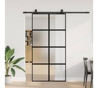 Mangloder Porte coulissante avec ferrure, noir, en verre trempé et aluminium, 102,5 x 205 cm, épaisseur du verre de 5 mm, rail de 200 cm, 100 kg pour chambre, maison, entrée, appartement