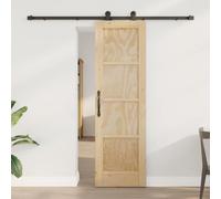 Mangloder Porte coulissante en pin massif naturel et noir 61 x 198,5 cm avec rail en acier revêtu par pulvérisation pour un design intérieur peu encombrant et un glissement en douceur