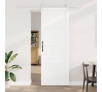 Mangloder Porte coulissante ORKDAL blanche en pin massif 83 x 232 cm, design peu encombrant avec rail en acier revêtu par pulvérisation, idéale pour l'intérieur, glisse en douceur et montage facile