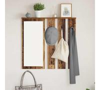 Mangloder Porte-Manteau Mural avec étagère en Bois Ancien 84 x 10 x 80 cm pour entrée Salon Bureau avec Crochets Miroir Support décoration intérieur