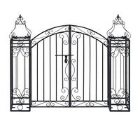 Mangloder Portillon ornemental de Jardin en Fer forgé 122x20,5x100 cm Noir pour entrée, clôture, pergola, Support Plante, terrasse ou Patio extérieur