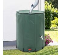 Mangloder Réservoir d'eau pliable 250 l en PVC vert 60 x 98 cm avec filtre en maille, robinet, vanne de trop-plein, tuyau d'arrosage pour jardin, pelouse et serre