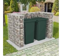 Mangloder Revêtement pour bac à ordures pour 2 tonnes - En acier galvanisé - 180 x 100 x 120 cm - Fil de 3,5 mm - Résistant aux intempéries - Pour jardin, allée, brise-vue, rangement extérieur
