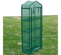 Mangloder Serre à 4 étagères en film PVC avec cadre tubulaire en acier revêtu par pulvérisation, 69 x 32 x 160 cm, résistante au gel, aux UV, pour jardin, balcon, terrasse et culture