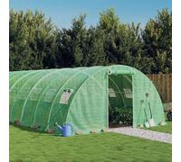 Mangloder Serre avec cadre en acier vert, 24 m², tente en aluminium 6 x 4 x 2 m, PE 140 g/m², serre avec 4 fenêtres en filet, maison de tomates pour légumes, serre et protection contre le gel dans le
