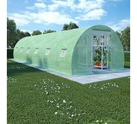 Mangloder Serre de 27 m² 900 x 300 x 200 cm, serre avec film PE de 140 g/m², cadre en acier galvanisé, 12 fenêtres, porte, maison de tomates pour culture, hivernage, ventilation dans le jardin
