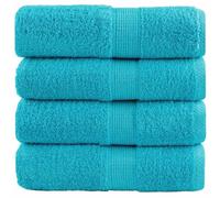 Mangloder SOLUND Lot de 4 serviettes d'invité, turquoise, 30 x 50 cm, 600 g/m², en 100 % coton, éponge pour salle de bain, sauna, invités et fitness, absorbantes et lavables en machine