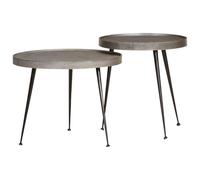 Mangloder Table Basse 2 pcs en Bois Composite argenté, métal, Plateau Stable 55x55x45 cm et 45x45x49 cm, Meuble Console Multifonction pour Salon séjour Chambre, Design Moderne, Rangement Pratique