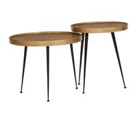 Mangloder Table Basse 2 pcs en Bois d'ingénierie doré avec Plateau Robuste, Meuble Console Multifonction pour Salon séjour Chambre, Design Moderne avec Rangement, idéal intérieur extérieur