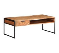 Mangloder Table Basse Bois Massif d'acacia 110x55x40 cm avec Rangement et Pieds surélevés pour Salon séjour intérieur extérieur, Meuble Console Multifonction Design Moderne