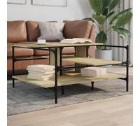 Mangloder Table Basse chêne Sonoma 100x100x48,5 cm Bois d'ingénierie avec Plateau Robuste et Pieds Acier, Meuble de Rangement Multifonction pour Salon séjour Chambre intérieur