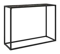 Mangloder Table Console Noire en Verre trempé 100x35x75 cm avec Plateau marbré et Structure Acier Enduit de Poudre, Meuble d'appoint Design Moderne pour Salon, entrée, Bureau ou Chambre