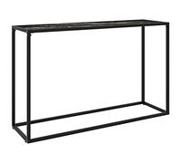 Mangloder Table Console Noire en Verre trempé 120x35x75 cm avec Plateau marbre et Structure Acier Enduit de Poudre pour Salon, entrée, Bureau, Rangement