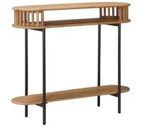 Mangloder Table d'appoint Artisanale en Bois d'acacia Massif Brun Teck 90 x 30 x 75 cm avec Design à Lattes pour Salon Chambre Bureau, Meuble Rangement Console Pratique et Stable