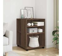Mangloder Table d'appoint avec roulettes, chêne marron, 55 x 60 x 78 cm, 2 étagères, 4 roulettes avec freins, espace de rangement pour bureau, bureau, bureau, classeur, rangement de documents