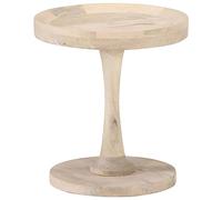 Mangloder Table d'appoint en Bois de manguier Massif Ø40x45 cm avec Finition blanchie, Meuble Console Vintage pour Salon, Chambre, Bureau, Support Rangement et décoration