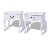 Mangloder Table de Chevet 2 pcs MDF Blanc avec tiroir Coulissant, Meuble de Rangement Compact pour Chambre Salon Bureau, Table d'appoint étroite Design Moderne, Support Pratique pour lit canapé